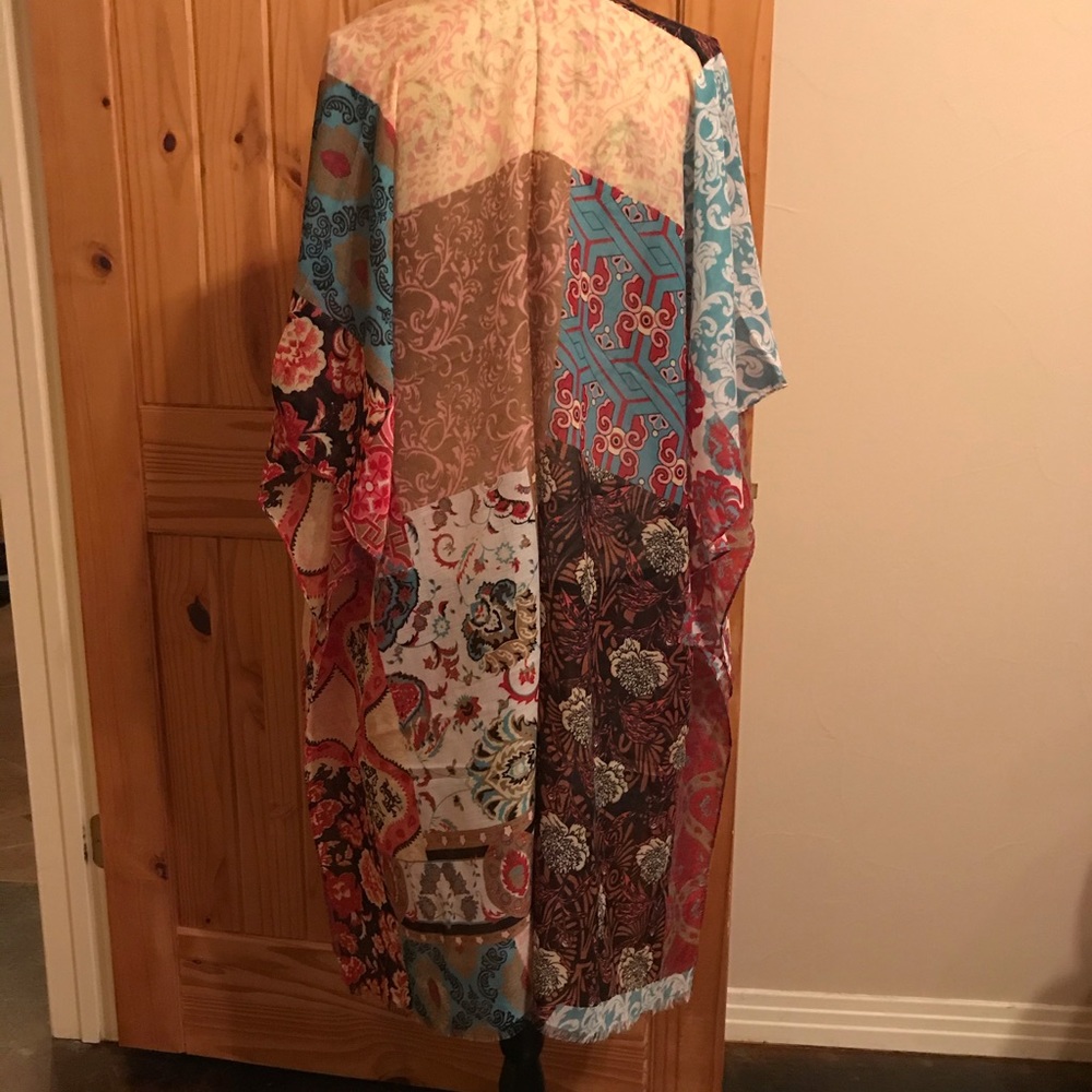 Mint Green Multicolored Kimono - Picture 3 of 8